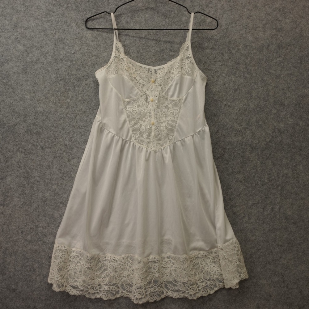 Coquette Lace Slip Dress Womens SMALL White Fairy Soft Girl Nightgown Camisole